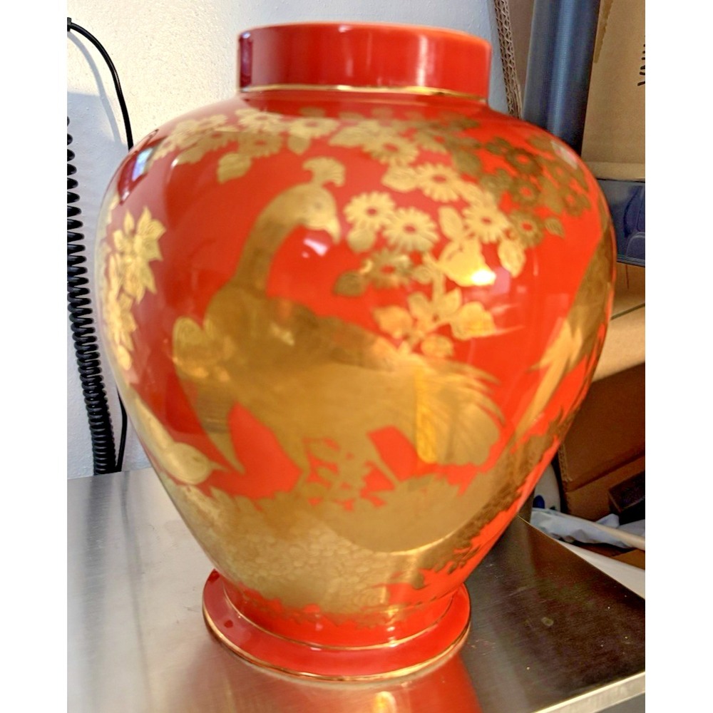 Vintage Japanese Ware Vase By Andrea By‎ Sadck #5529 Iron orange w/ Gold Accents